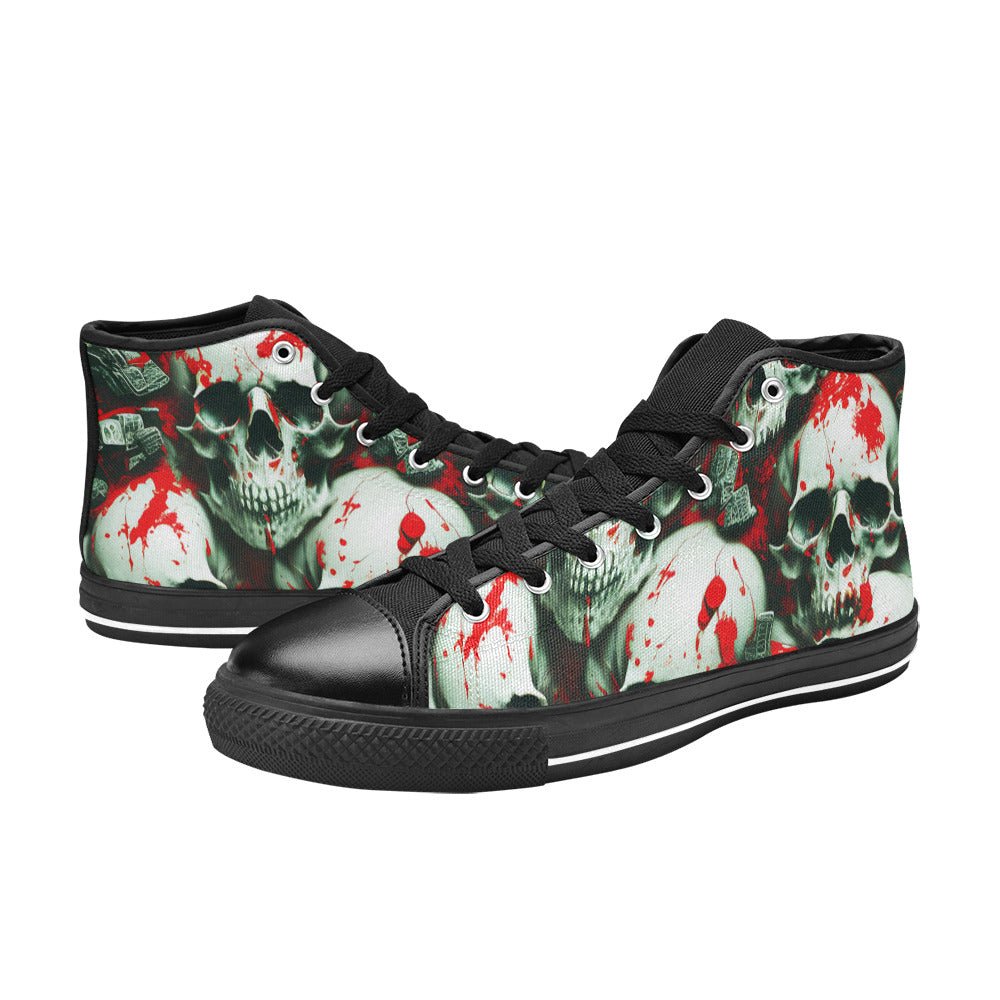MEN'S Splatter Skulls 4 Men’S High Top Canvas Dark Academia Custom Shoes