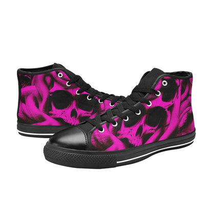 WOMEN'S Cc Snake Skull Art High Top Canvas Grunge Custom Sneakers