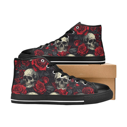 MEN'S Skull And Roses High Top Canvas Y2K Custom Shoes