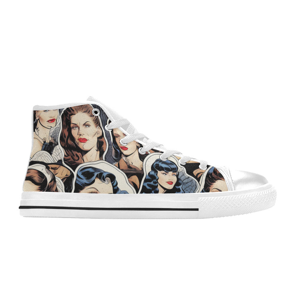 MEN'S Cc Retro Faces Men’S High Top Canvas Neon Fantasy Sneakers