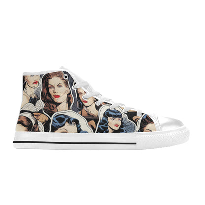 MEN'S Cc Retro Faces Men’S High Top Canvas Neon Fantasy Sneakers