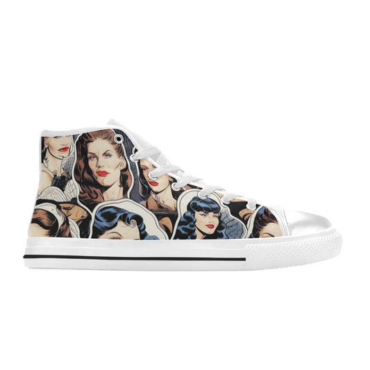 MEN'S Cc Retro Faces Men’S High Top Canvas Neon Fantasy Sneakers