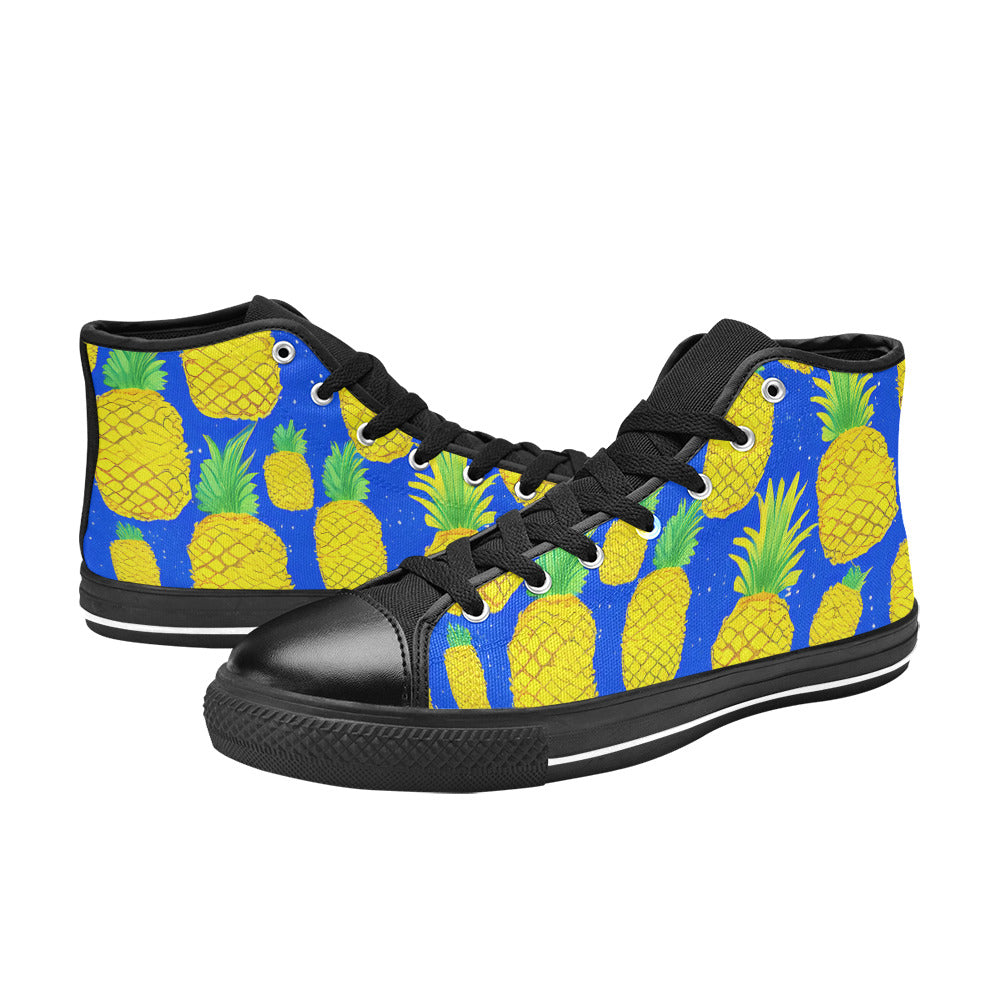 WOMEN'S More Pineapples 2 High Top Canvas Dark Academia Custom Sneakers