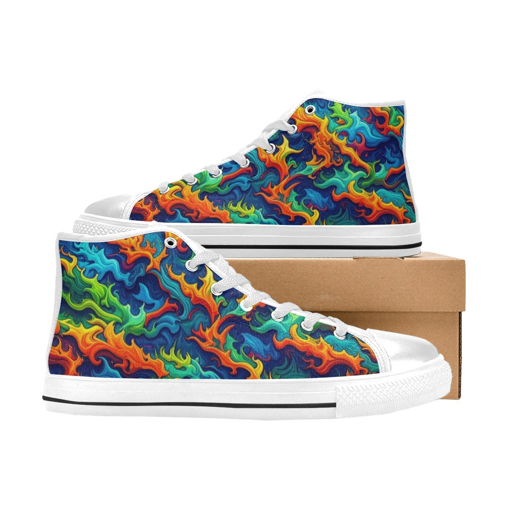 KIDS' Psychedelic Camo Rhythm High Top Canvas Y2K Sneakers