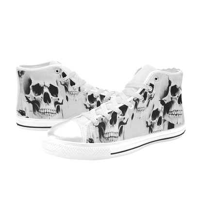 WOMEN'S Cc Grey Skull Art High Top Canvas Y2K Custom Shoes