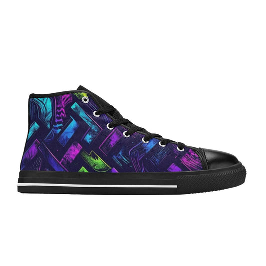 KIDS' Electric Houndstooth Dream 1 High Top Canvas Surreal Custom Shoes