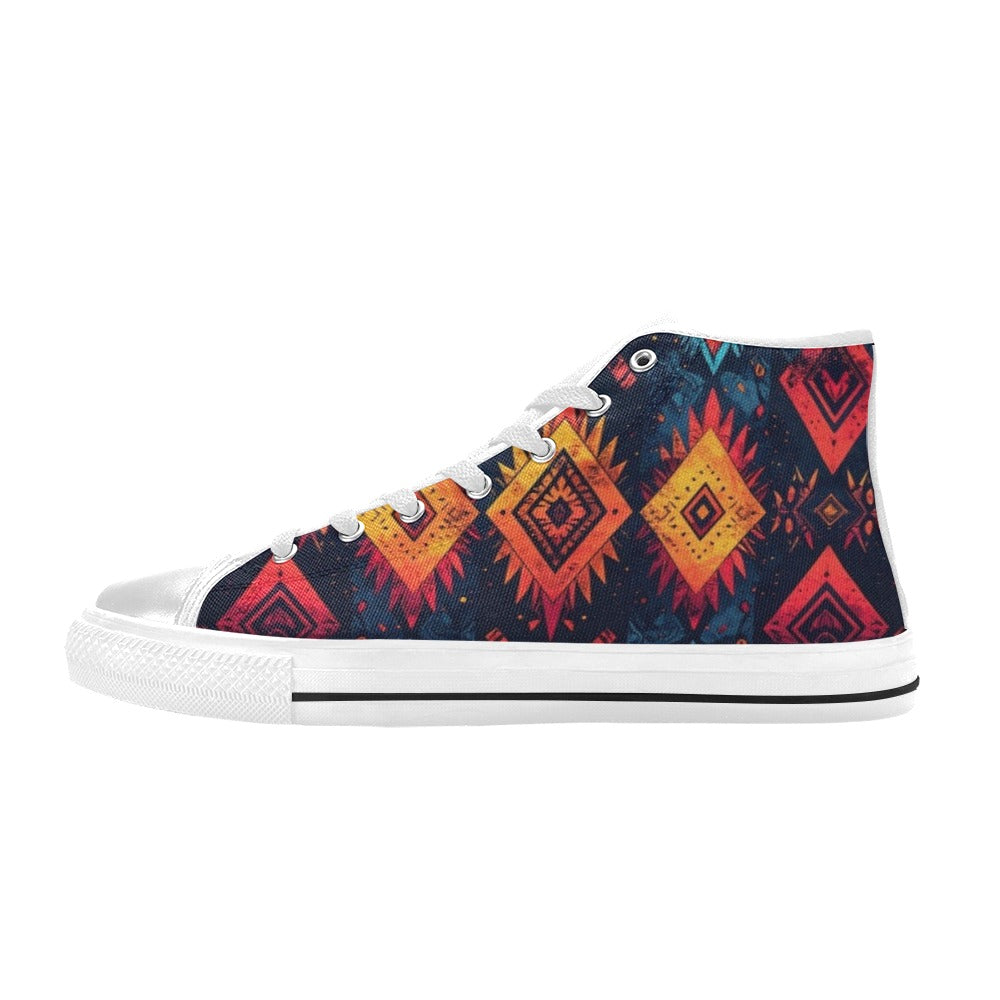 Wild Tribal Ripple 2 Women's High Top Canvas Shoes