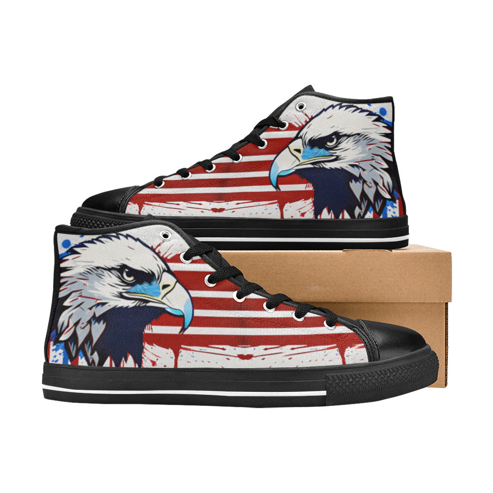 MEN'S Patriotic Eagle Art Men’S High Top Canvas Dark Academia Custom Sneakers