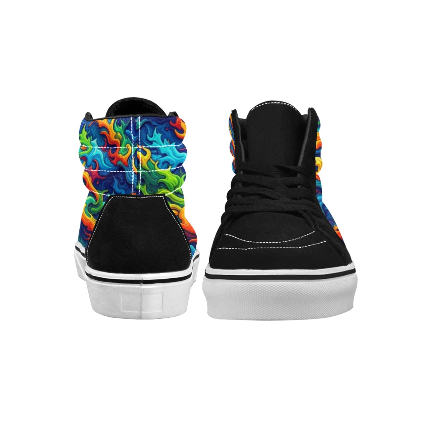 WOMEN'S Psychedelic Camo Rhythm High Top Skateboarding Wallpaper Art Sneakers