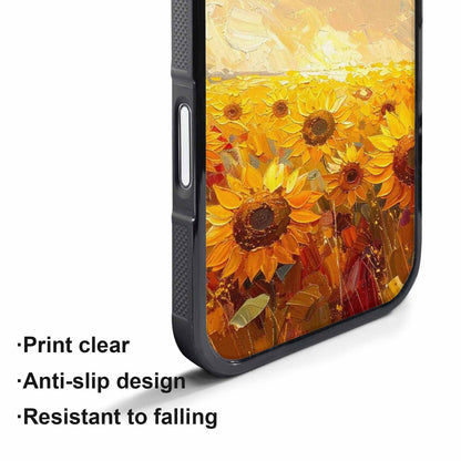 iPhone 17 Pro Case — Impressionist Sunflower Brushstroke Pattern Hundreds Floral, Custom Art Phone Cover