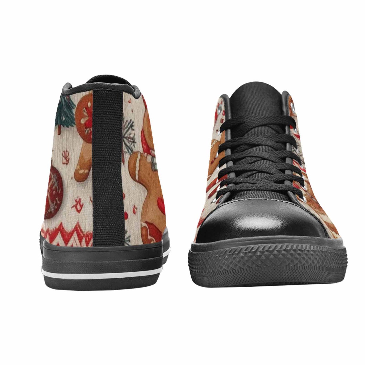 WOMEN'S Christmas Holly Snowflake High Top Canvas Vibrant Chaos Custom Shoes