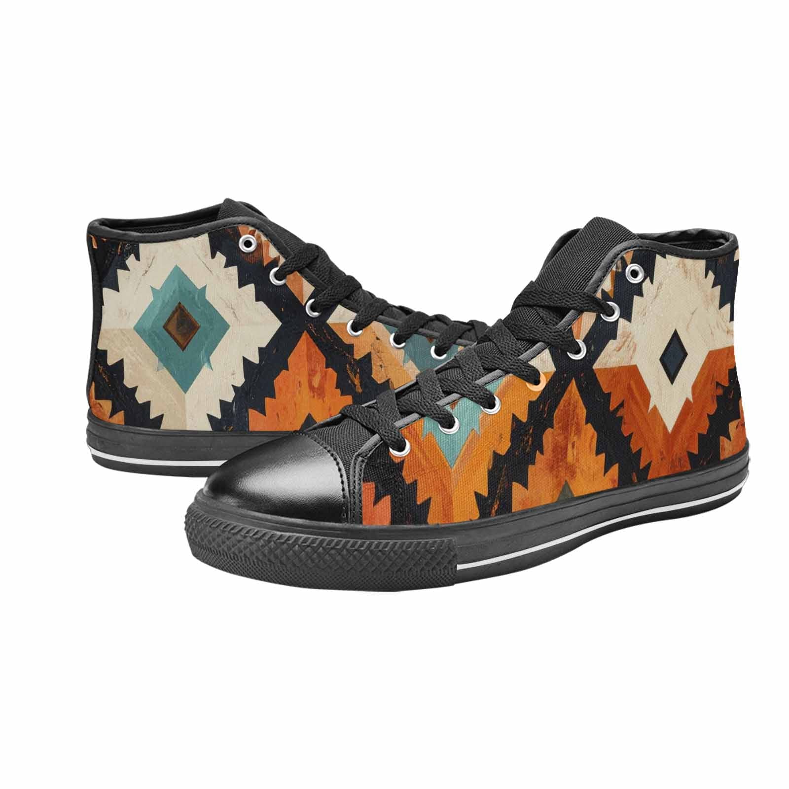WOMEN'S Southwestern Geometric Diamond High Top Canvas Cottagecore Custom Shoes