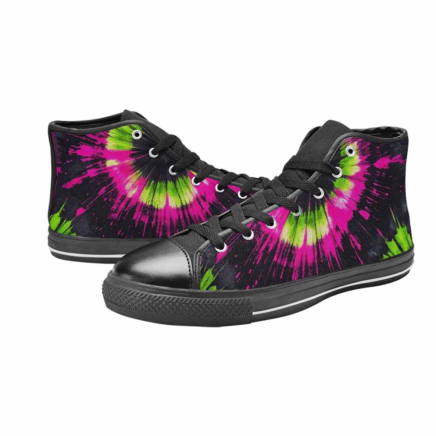 MEN'S Acid Wash Tie Dye Neon High Top Canvas Wallpaper Art Custom Shoes