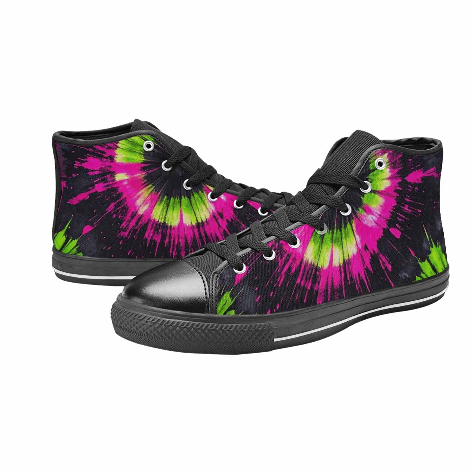MEN'S Acid Wash Tie Dye Neon High Top Canvas Wallpaper Art Custom Shoes