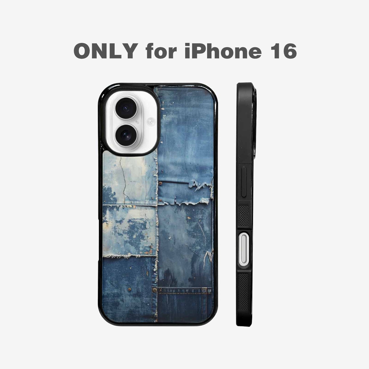 iPhone 16 Case — Denim Distressed Textures Print Edge To, Custom Print Case Cover