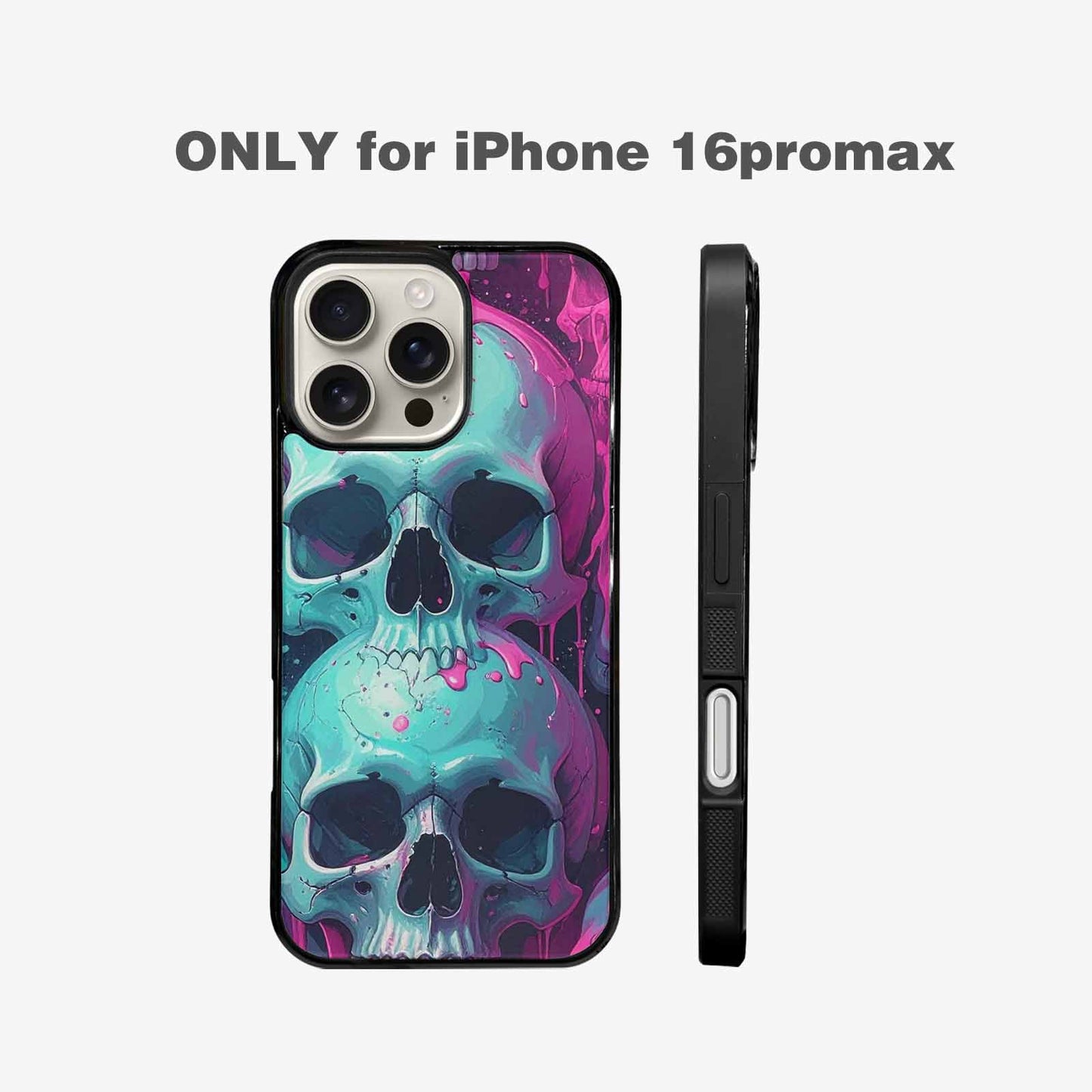 iPhone 16 Pro Max Case — 1000\'s Of Skulls Overlapping Each Other, Custom Printed Phone Case