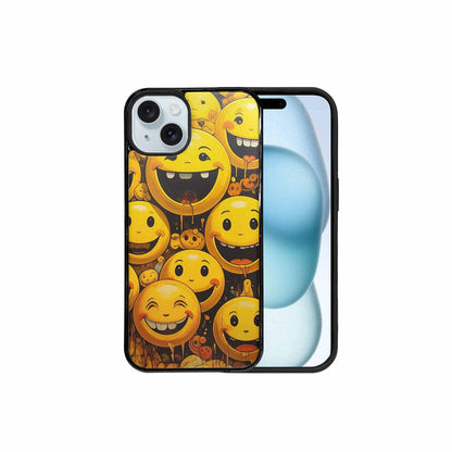iPhone 15 Plus Case — Melting Moon Smiley Red Splatt, Custom Designed Case Cover