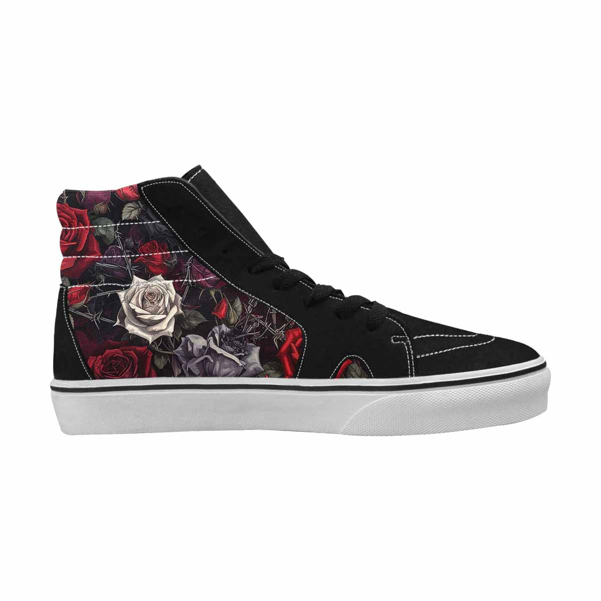 WOMEN'S Black Gothic Rose High Top Canvas Y2K Custom Shoes