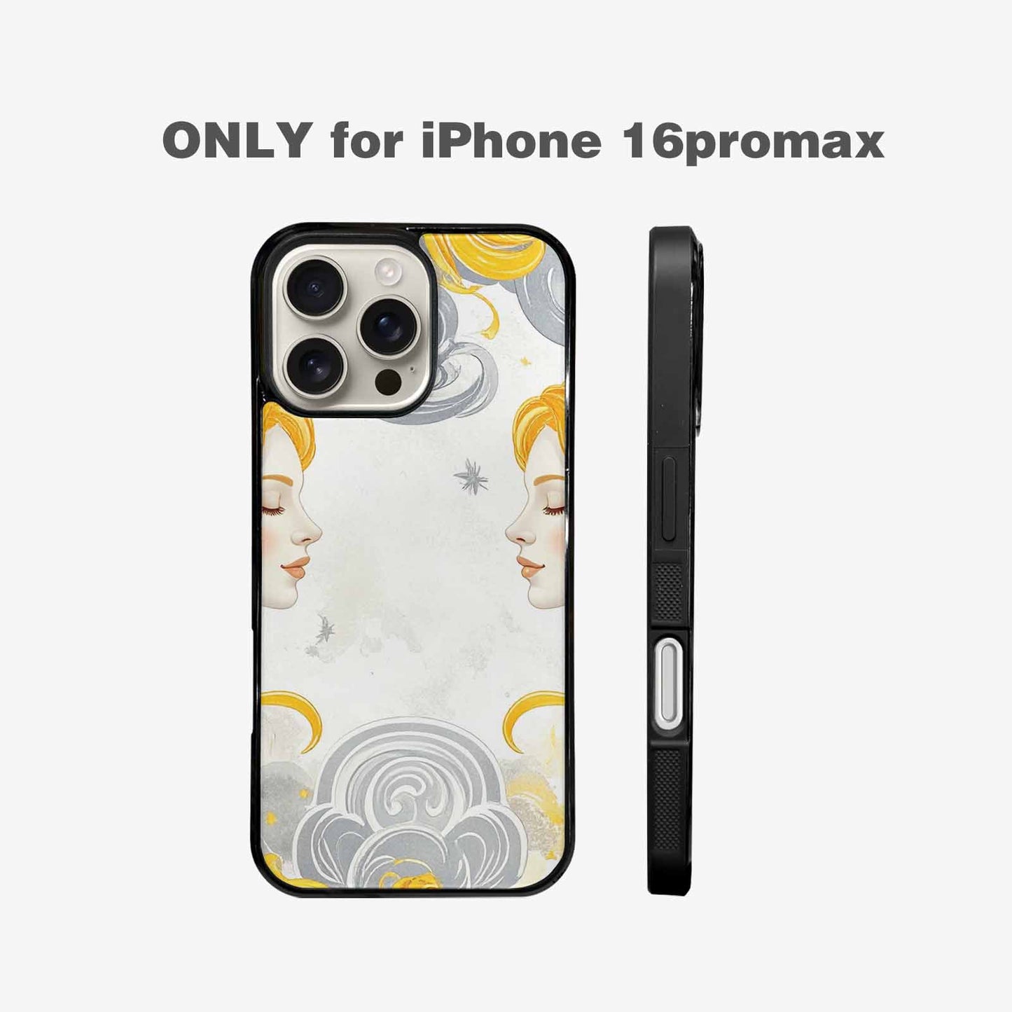 iPhone 16 Pro Max Case — Gemini Twins Zodiac Pattern Seamless Repeat, Customized Protective Case