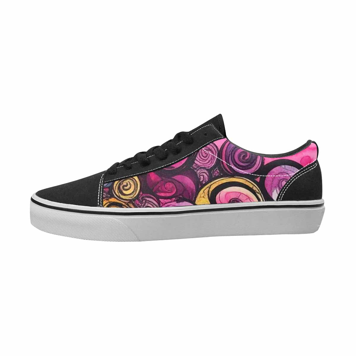 MEN'S Tie Dye Black & Pink Ink Canvas Bold Print Kaleidoscope Custom Print Sneakers