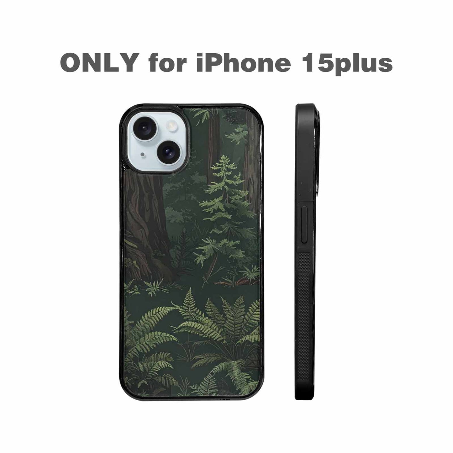 iPhone 15 Plus Case — Seamless Pattern Ancient Redwood Forest Giant, Custom Art Phone Cover