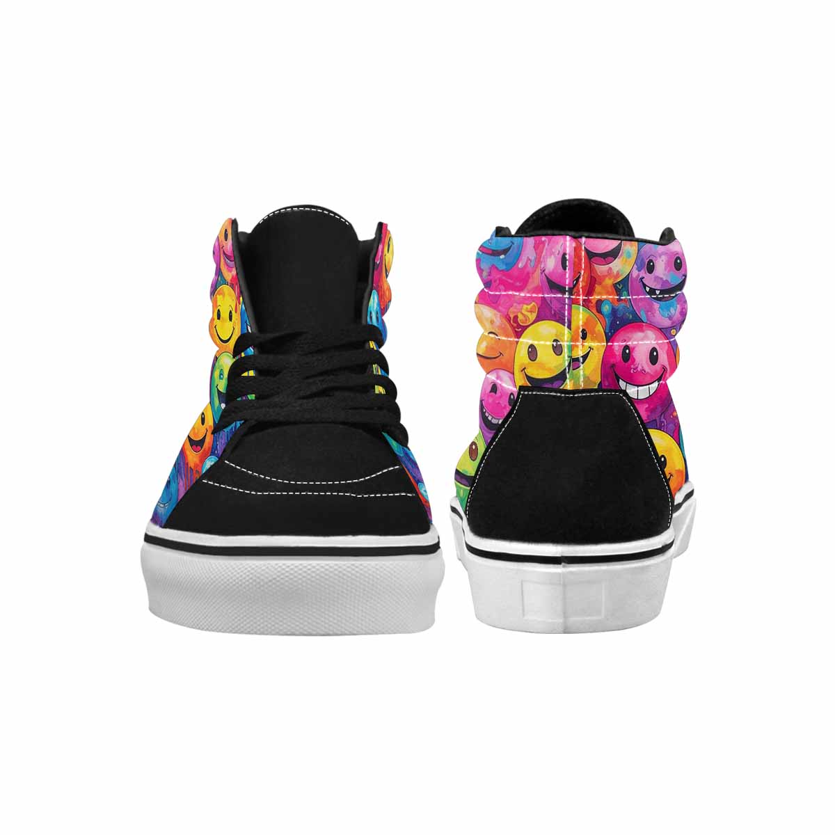 MEN'S Smiley Facessmiley Faces  High Top Canvas Vivid Sneakers
