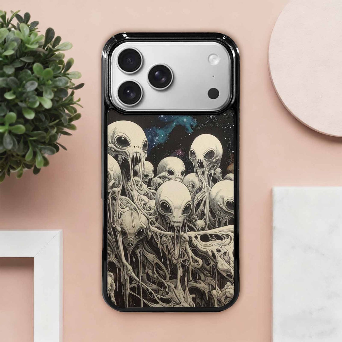 iPhone 17 Pro Max Case — Melting Aliens Pattern Alien Scifi, Custom Print Case Cover