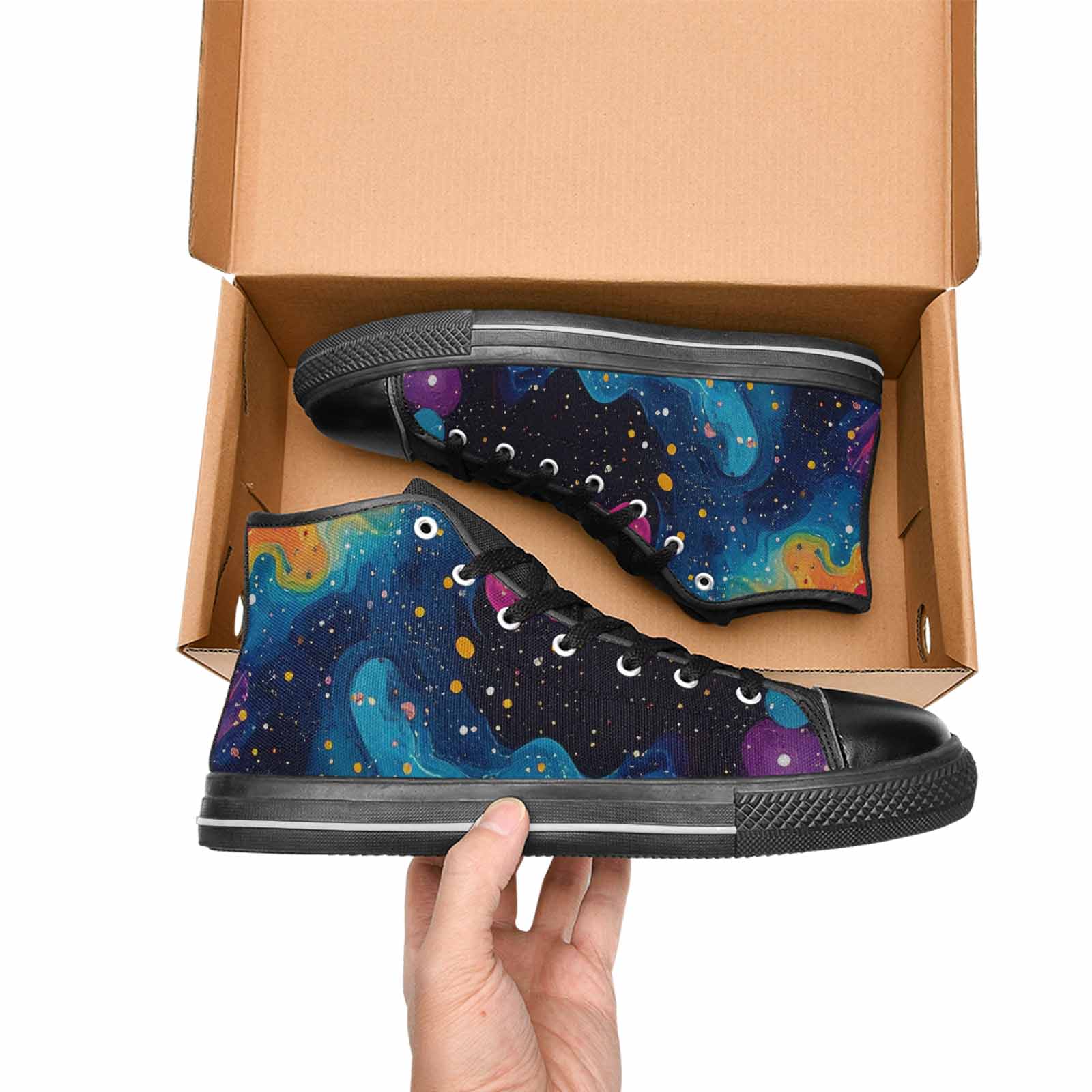 WOMEN'S Galaxy Art - High Top Canvas Cottagecore Custom Shoes