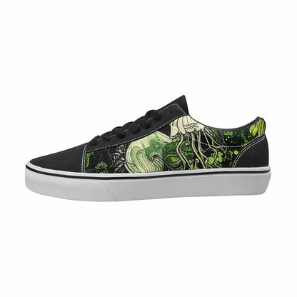 MEN'S Sea Creatures Black & Green Ink Canvas Custom Design Kaleidoscope Custom Canvas Shoes