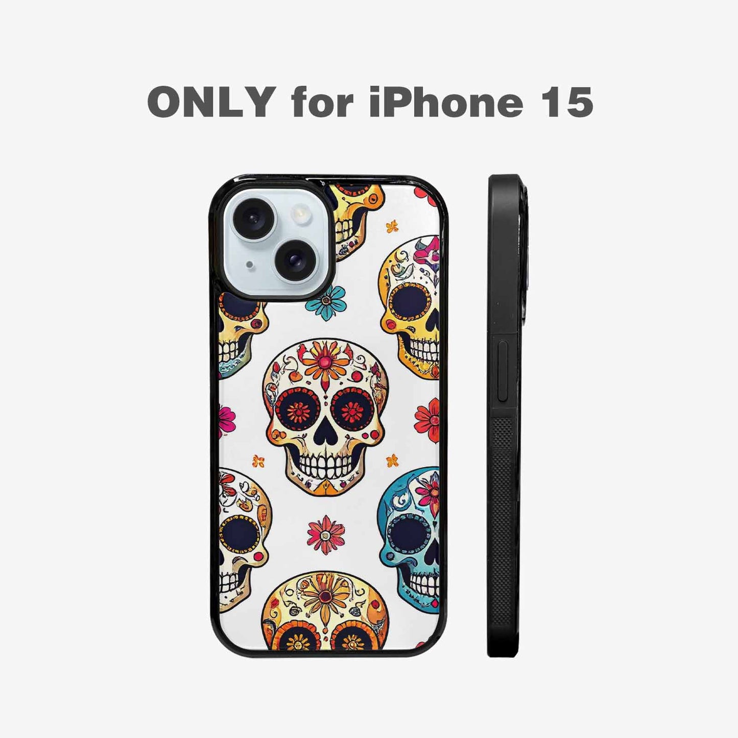iPhone 15 Case — Vibrant Skull Seamless, Customized Protective Case