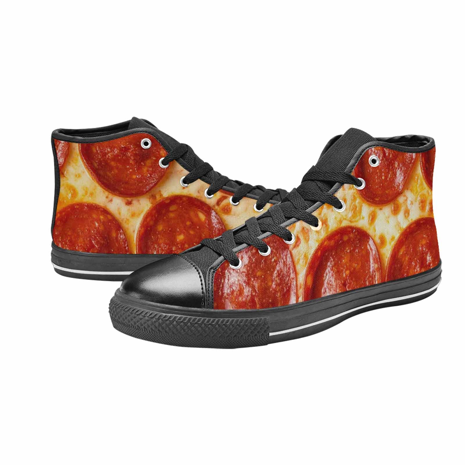 WOMEN'S Pepperoni Pizza Print High Top Canvas Dreamcore Custom Shoes