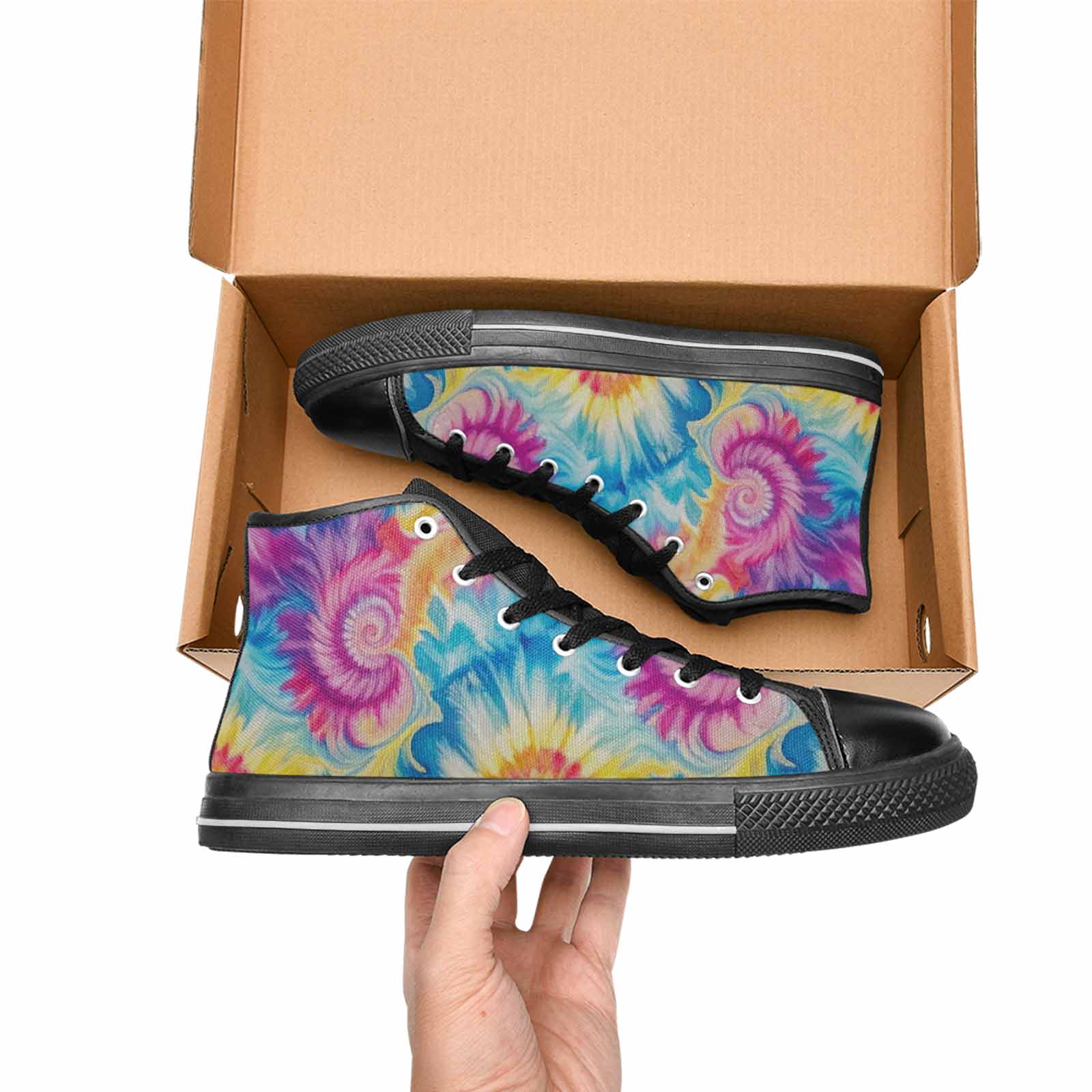 MEN'S Tie Dye Swirl High Top Canvas Neon Fantasy Shoes