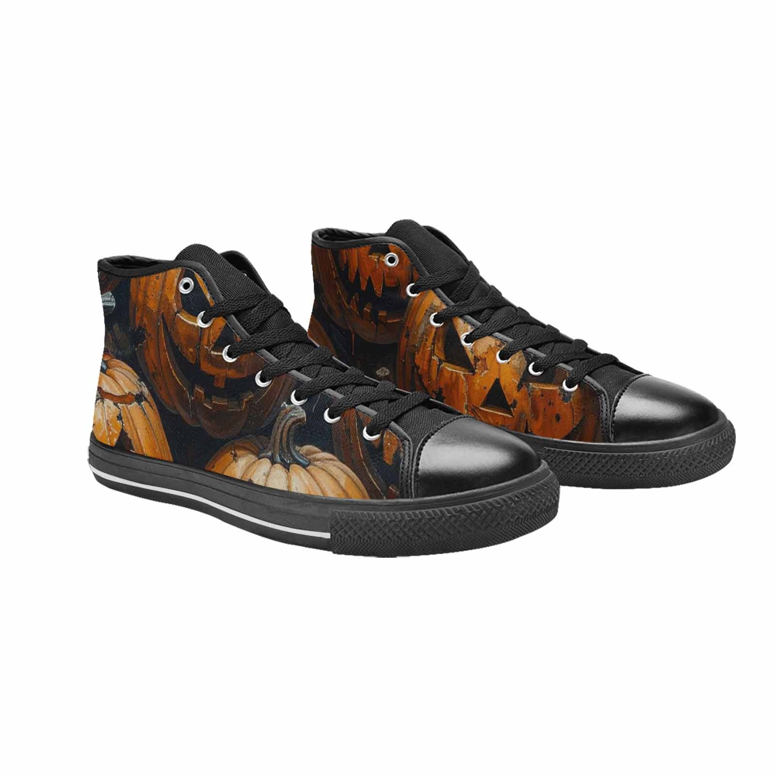 MEN'S Halloween Cracked Jackolantern High Top Canvas Dreamcore Custom Sneakers