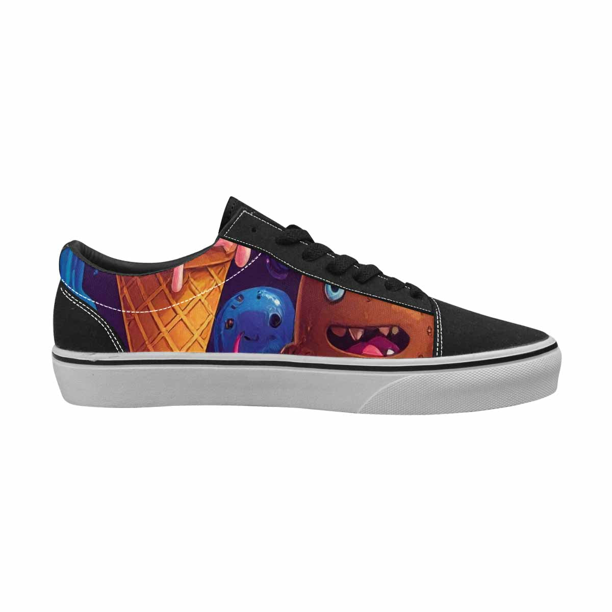 WOMEN'S Melting Ice Cream Monster Lace-Up Canvas Melting Art Custom Sneakers