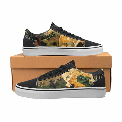 WOMEN'S Military Camo Skull Canvas Lace-Up Vibrant Chaos Custom Sneakers