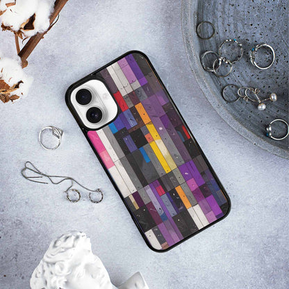 iPhone 16 Plus Case — Asexual Flag Color Theme Small Rainbow, Original Design Phone Case