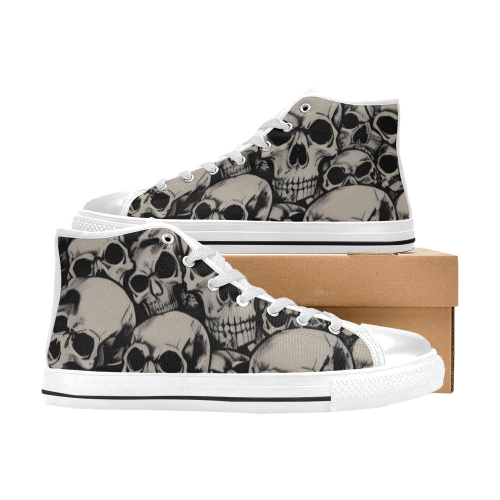 WOMEN'S Cc Retro Skulls Art High Top Canvas Y2K Sneakers