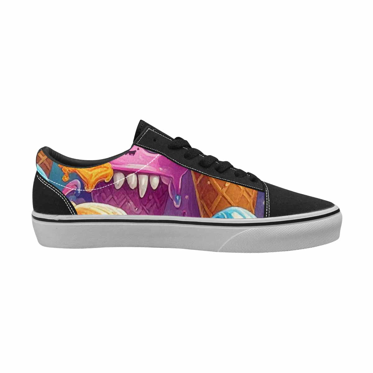 WOMEN'S Melting Icecream Cone Monster Canvas Lace-Up Aesthetic Custom Sneakers