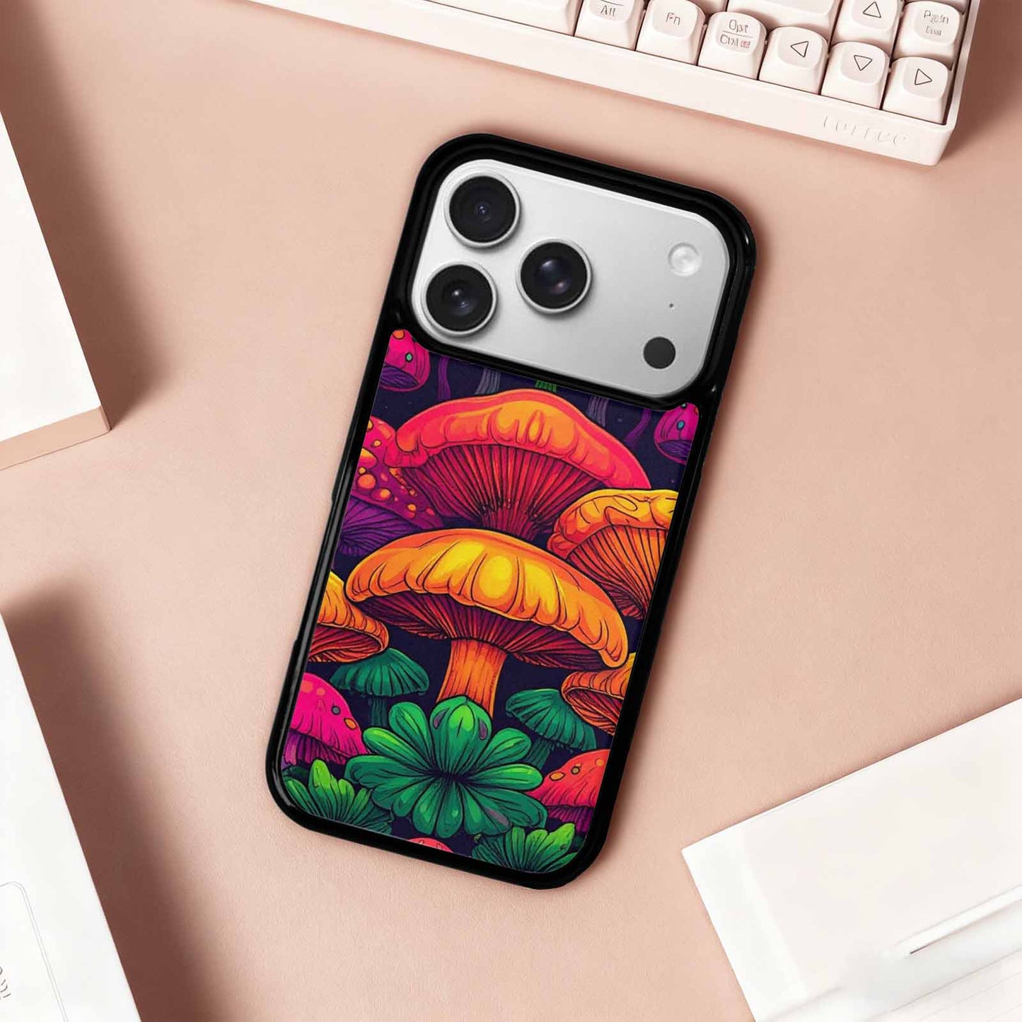 iPhone 17 Pro Case — Psychedelic Mushroom Cartoon Pattern Cartoon Cute, Customized Protective Case