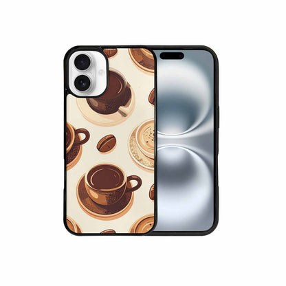 iPhone 16 Plus Case — Coffee Cup And Bean Pattern Seamless, Personalized Phone Case