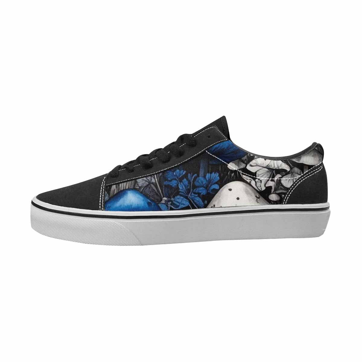 MEN'S Mushrooms Black & Blue Ink Canvas Made To Order Kaleidoscope Custom Kicks
