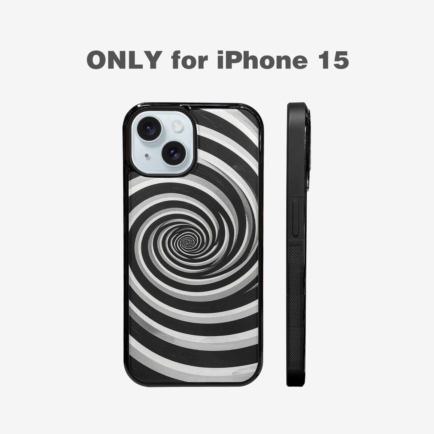 iPhone 15 Case — Hypnotic Spiral Optical Illusion Motif High, Customized Protective Case