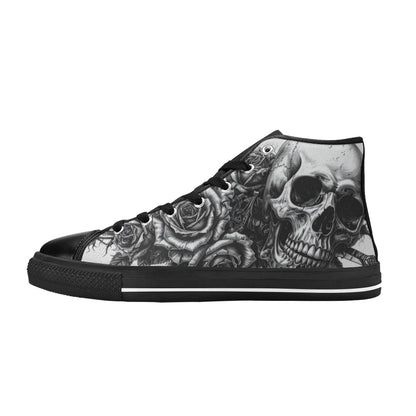 Dark Skull Art Gothic Men's High Top Canvas Shoes | Freaky Shoes®