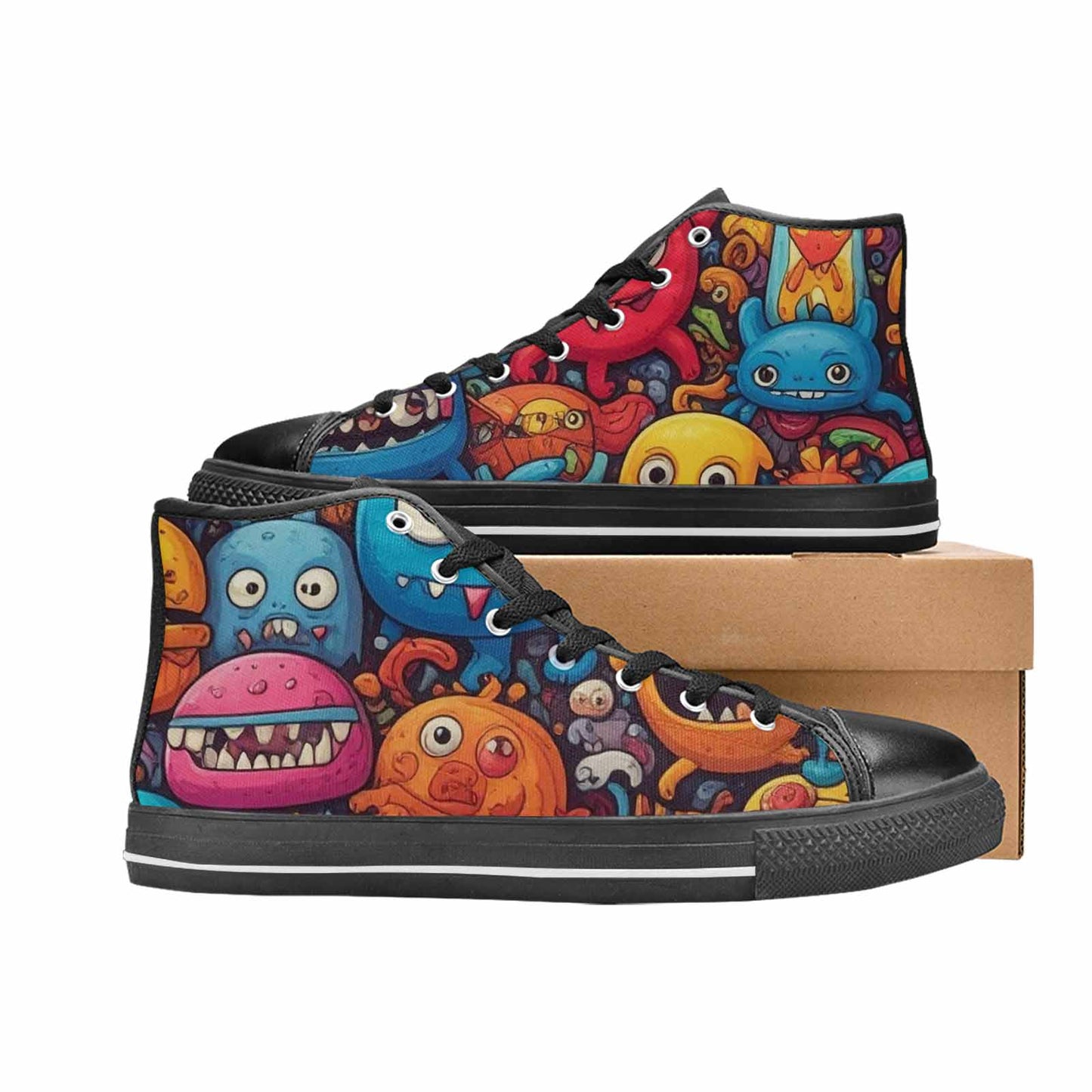 MEN'S Cartoon Monster Character High Top Canvas Grunge Custom Sneakers
