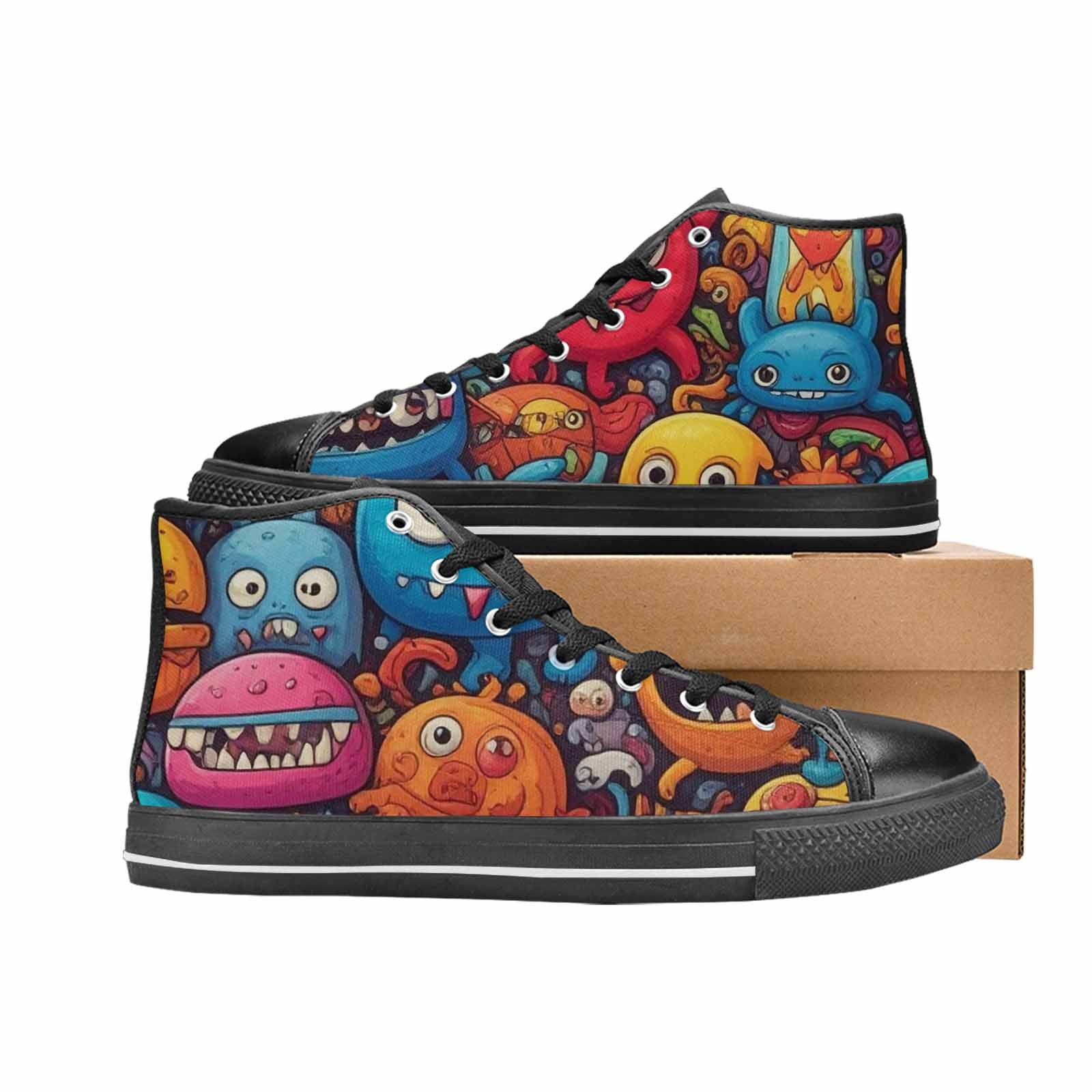 MEN'S Cartoon Monster Character High Top Canvas Grunge Custom Sneakers