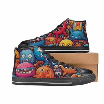 MEN'S Cartoon Monster Character High Top Canvas Grunge Custom Sneakers