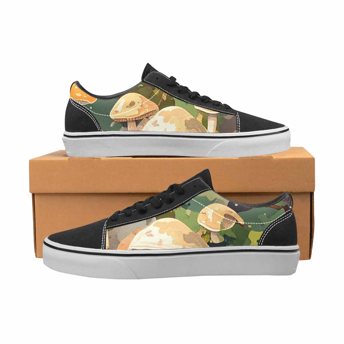 WOMEN'S Mushrooms  Camo Mushrooms Lace-Up Canvas Melting Art Sneakers