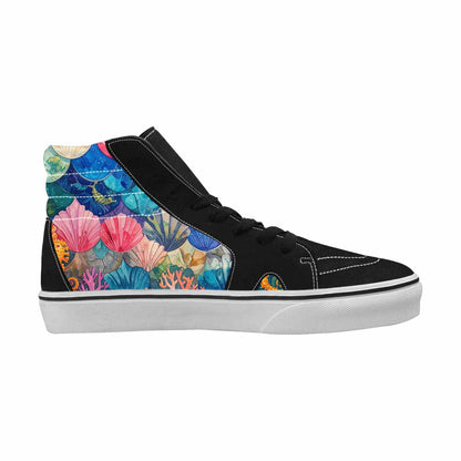 WOMEN'S Fish Scale Coral High Top Canvas Vibrant Chaos Custom Shoes