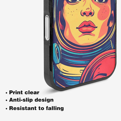 iPhone 16 Plus Case — Retro Astronaut Cartoon Art Pattern Groovy, Custom Printed Phone Case