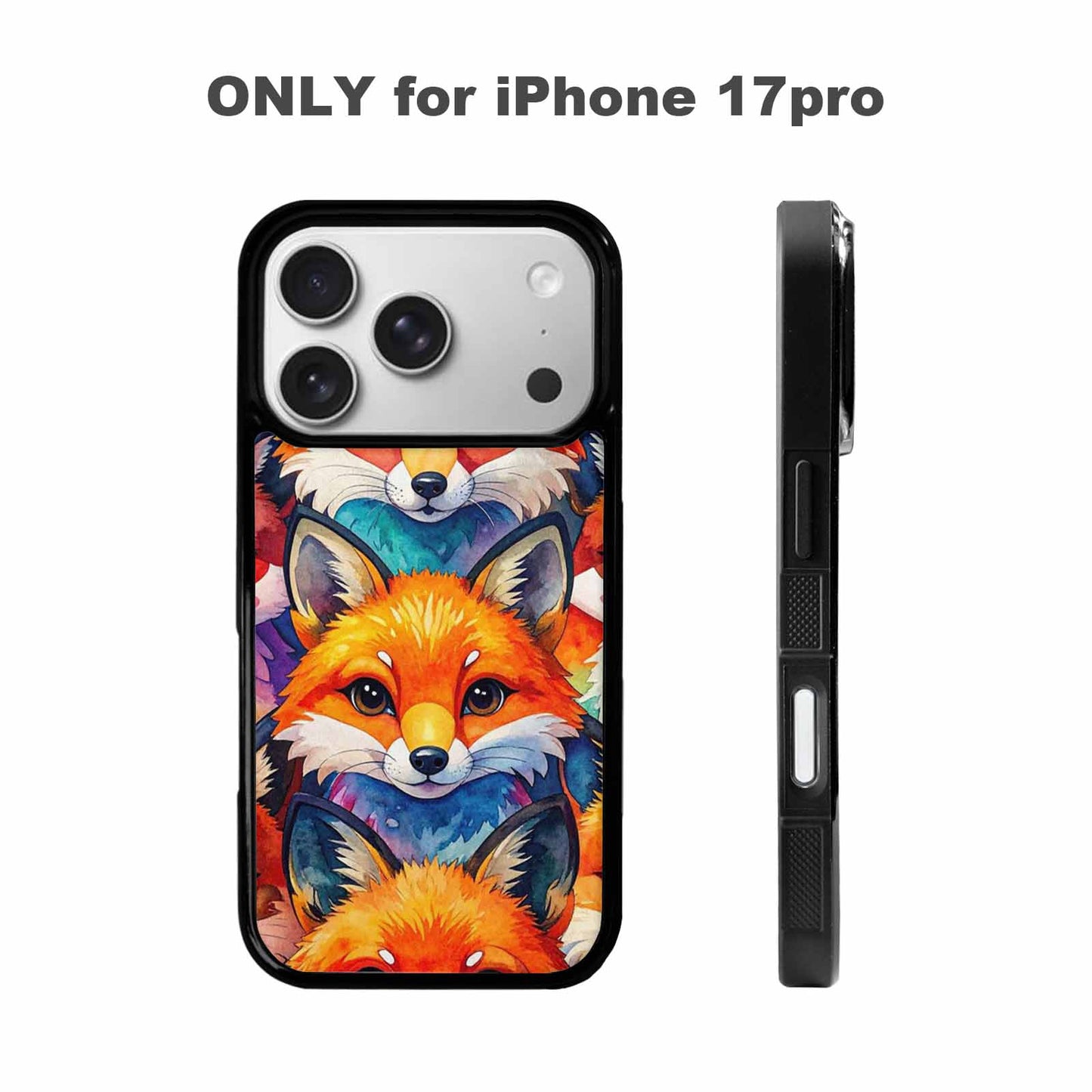 iPhone 17 Pro Case — Watercolor Kawaii Fox Faces Watercolor Abstract, Custom Designed Case Cover